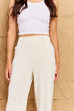 Pretty Pleased High Waist Pintuck Straight Leg Pants in Ivory (Online Only)