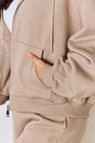 Sand Set Oversized Zip Up Drawstring Hoodie (Online Only)