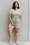 Chilled Out Full Size Short Sleeve Romper in Light Sage (Online Only)
