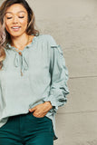 Take A Chance Ruffled Long Sleeve Blouse (Online Only)