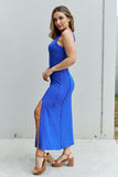 Look At Me Maxi Dress with Slit in Cobalt Blue (Online Only)