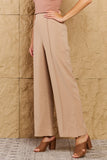 Pretty Pleased High Waist Pintuck Straight Leg Pants in Camel (Online Only)