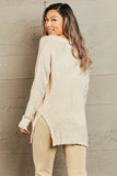 By The Fire Full Size Draped Detail Knit Sweater