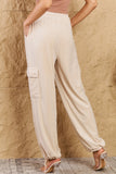 Chic For Days High Waist Drawstring Cargo Pants in Ivory (Online Only)