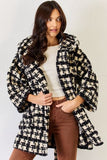 Fuzzy Plaid Waist Tie Hooded Cardigan (Online Only)