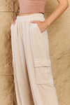 Chic For Days High Waist Drawstring Cargo Pants in Ivory (Online Only)