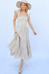 Linen Striped Ruffle Dress (Online Only)