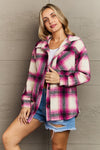 By The Fireplace Oversized Plaid Shacket in Magenta (Online Only)