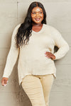 By The Fire Full Size Draped Detail Knit Sweater