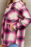 By The Fireplace Oversized Plaid Shacket in Magenta (Online Only)