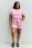 Chilled Out Full Size Short Sleeve Romper in Light Carnation Pink (Online Only)