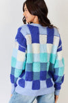 Checkered Round Neck Long Sleeve Sweater (Online Only)