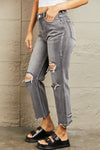 Mid Rise Distressed Cropped Dad Jeans (Online Only)