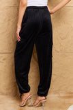 Chic For Days High Waist Drawstring Cargo Pants in Black (Online Only)