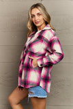 By The Fireplace Oversized Plaid Shacket in Magenta (Online Only)