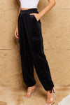 Chic For Days High Waist Drawstring Cargo Pants in Black (Online Only)