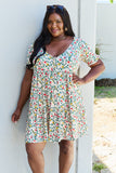 Follow Me Full Size V-Neck Ruffle Sleeve Floral Dress (Online Only)