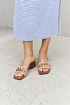 Forever Link Square Toe Chain Detail Clog Sandal in Tan (Online Only)