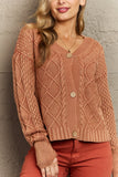 Soft Focus Full Size Wash Cable Knit Cardigan (Online Only)