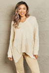 By The Fire Full Size Draped Detail Knit Sweater