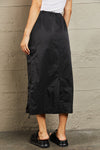 Just In Time High Waisted Cargo Midi Skirt in Black (Online Only)