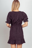 Floral Textured Woven Ruffled Mini Dress (Online Only)