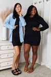 Drawstring Long Sleeve Hooded Dress (Online Only)
