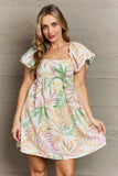 Sugar & Spice Multicolored Leaf Print Mini Dress (Online Only)