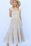 Linen Striped Ruffle Dress (Online Only)