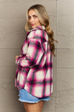 By The Fireplace Oversized Plaid Shacket in Magenta (Online Only)