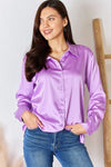 Satin Button Down Long Sleeve Shirt (Online Only)