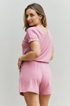 Chilled Out Full Size Short Sleeve Romper in Light Carnation Pink (Online Only)
