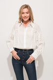 Eyelet Long Sleeve Button Down Shirt (Online Only)