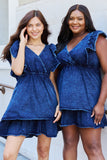 The Right Track Full Size Short Flutter Sleeve Mini Dress (Online Only)