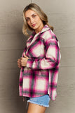 By The Fireplace Oversized Plaid Shacket in Magenta (Online Only)