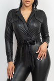 ANIYAH FAUX LEATHER JUMPSUIT