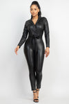 ANIYAH FAUX LEATHER JUMPSUIT