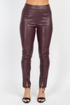 BOTTOM SLIT FAUX LEATHER PANTS