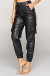 FAUX LEATHER CARGO JOGGERS