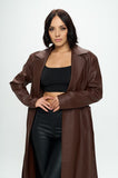 FAUX LEATHER TRENCH COAT
