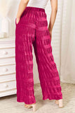High Waist Tiered Shirring Velvet Wide Leg Pants (Online Only)