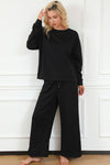 Textured Long Sleeve Top and Drawstring Pants Set (Online Only)