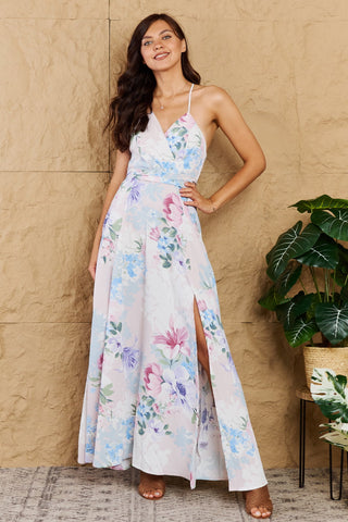 Colorful Floral Print Sleeveless Maxi Dress (Online Only)