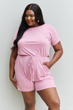 Chilled Out Full Size Short Sleeve Romper in Light Carnation Pink (Online Only)