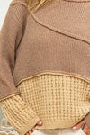 Texture Detail Contrast Drop Shoulder Sweater (Online Only)