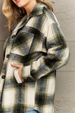 By The Fireplace Oversized Plaid Shacket in Olive (Online Only)
