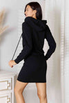 Drawstring Long Sleeve Hooded Dress (Online Only)