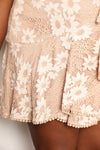 Floral Lace Pompom Detail Tie-Waist Flutter Sleeve Dress (Online Only)