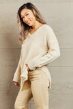 By The Fire Full Size Draped Detail Knit Sweater