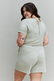 Chilled Out Full Size Short Sleeve Romper in Light Sage (Online Only)